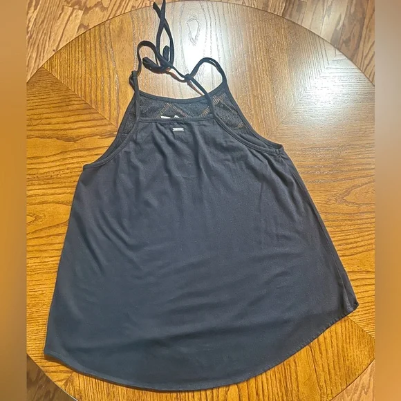 Roxy Black Halter Top with Lace Accents - Picture 2 of 7